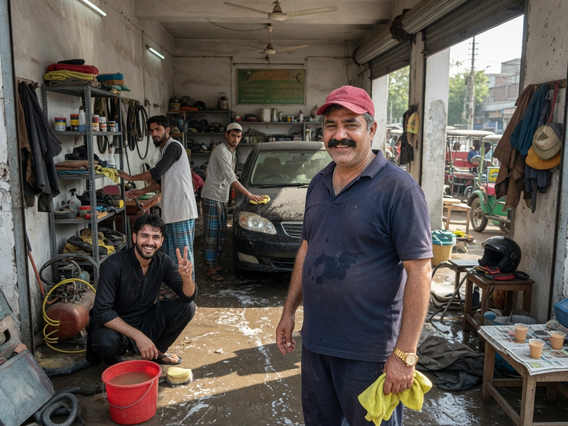 The Diamond Shine Detailing Pro team at work in Faisalabad